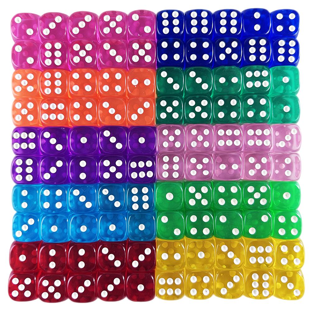 Candy Color Dice 10pcs 6 Sided Translucent Dice Acrylic Game Dice Set