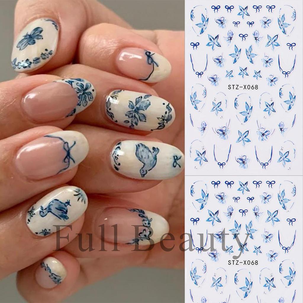 3D наклейки для ногтей Цветочные растения Наклейки для дизайна ногтей Бабочки Цветочные листья Весенние слайдеры Маникюрный декор