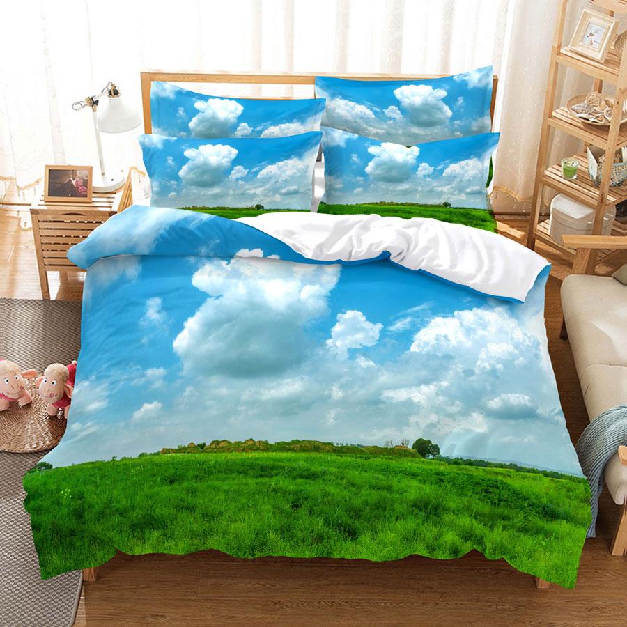 Комплект постельного белья с изображением воздушного шара Queen King Size, 3D Blue Sky White Cloud, детский комплект постельного белья из полиэстера для мальчиков и девочек