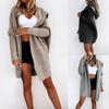 Женский oversized вязаный кардиган-свитер с капюшоном, удлиненный, свободный крой, зимний 2026, смесовый хлопок
