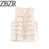 Zbzr Spring New Women Clothes Western Style Fashion Sleeveless Laminated Decoration Top 8312/938 8312938
