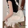Shirring Scrunchie Ribbon Midi Big Square Leather Shoulder Bag and Crossbody Bag (4 Colors)