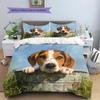 Beagle and Grassland Pattern Bedding Home Decoration Birthday Gift (1 * duvet cover + 2 * pillowcase, without core)