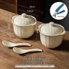Керамическая кастрюля с двумя ручками и крышкой