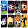 Fire Football Soccer Ball Phone Case For Apple iPhone 13 12 Mini 11 Pro XS Max XR X 8 7 6S 6 Plus SE 2022 2020 5S 5 Black Cover
