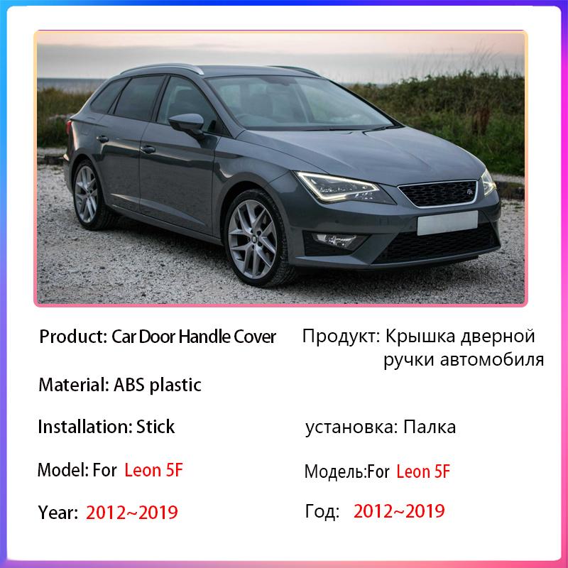 Car Door Handle Cover For SEAT Leon Accessories 5F MK3 2012~2019 2015 2018 Exterior Handles Chrome Carbon Fiber Gloss Black Case