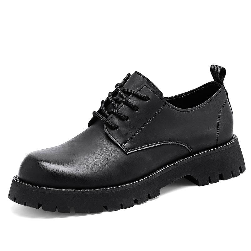 Spring and Summer Men's Thick-Soled British Style Big Head Leather Shoes Men's Low-Top Business Casual All-Match Increased by Work Shoes