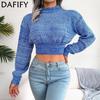 Women's Fashion Casual Solid Color Print Fall Winter Long Sleeve O Neck Sweaters
