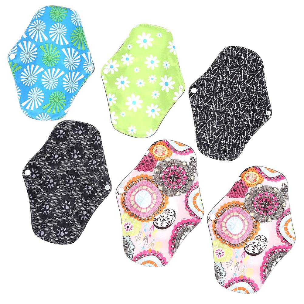 6 шт. Моющиеся менструальные прокладки из бамбукового угля для женщин (M 18 x 25см) (M04+M04+M13+M05+M01+M02)