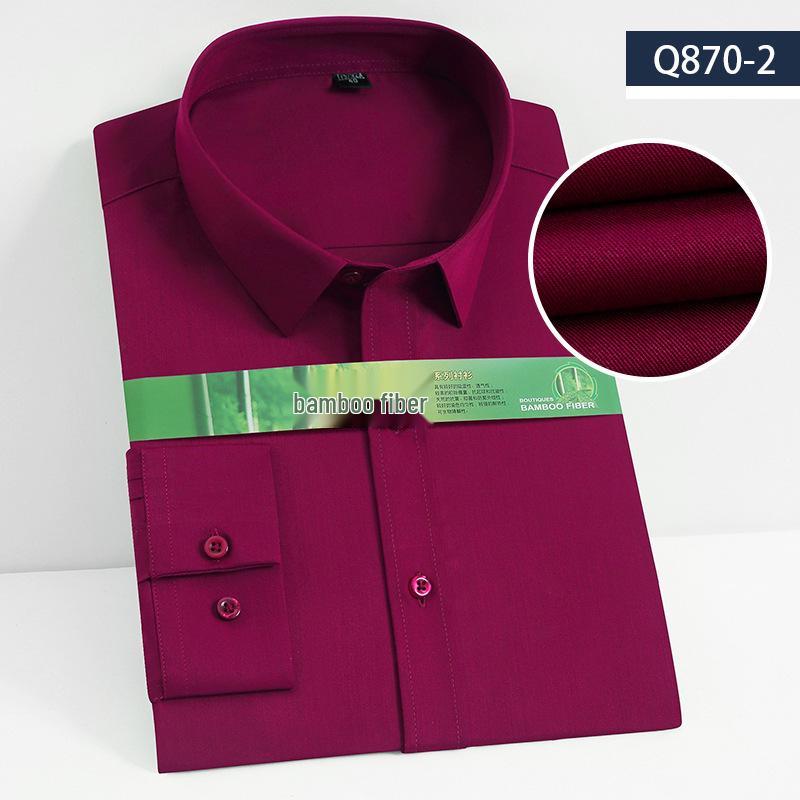 Youth Casual Slim Fit Men's Shirt: Solid Color, Light Business, Turn-Down Collar, Fashion Work Uniform