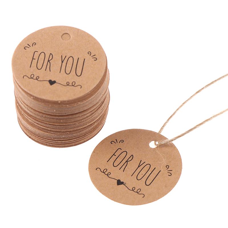 100Pcs Kraft Paper Hang Tag For You Pattern Label For Gift Tagging Package Decor