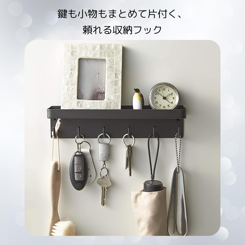 NASSIA Key Hanger, Wall-Mounted, Heavy-Duty Capacity, Key Holder, Storage, Small Item Organizer, Wall-Mounted Shelf (Black)