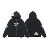 Mens Oversized Cotton Hooded Zip-Up Sweatshirt Streetwear Casual Long Sleeve Tee With Letter Print