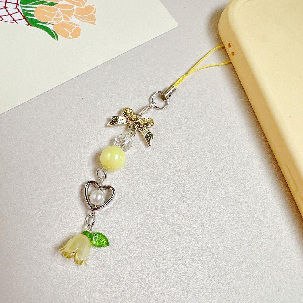 Convallaria Мобильный телефон Ремешок-бант Ремешок для мобильного телефона Ювелирные изделия Подарочная цепочка для телефона с бусинами Женщина Девушка