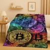 3D Богатая BTC Биткоин Печатная плата Искусство Мультяшное Фланелевое Одеяло, Ультра Мягкий Теплый Плюшевый Плед для Дома Спальни Кровати Дивана Покрытие Дети