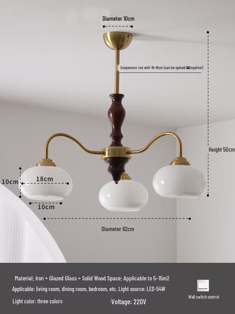 Люстра в стиле ретро «Ваби-Саби» в стиле хурмы: Светильник из цельного дерева в средневековом стиле для гостиной, кабинета или спальни.