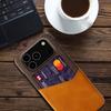 Чехол для iPhone 17 Pro Max из ПУ кожи с тканевой текстурой, жесткая ПК накладка для телефона с держателем для карт