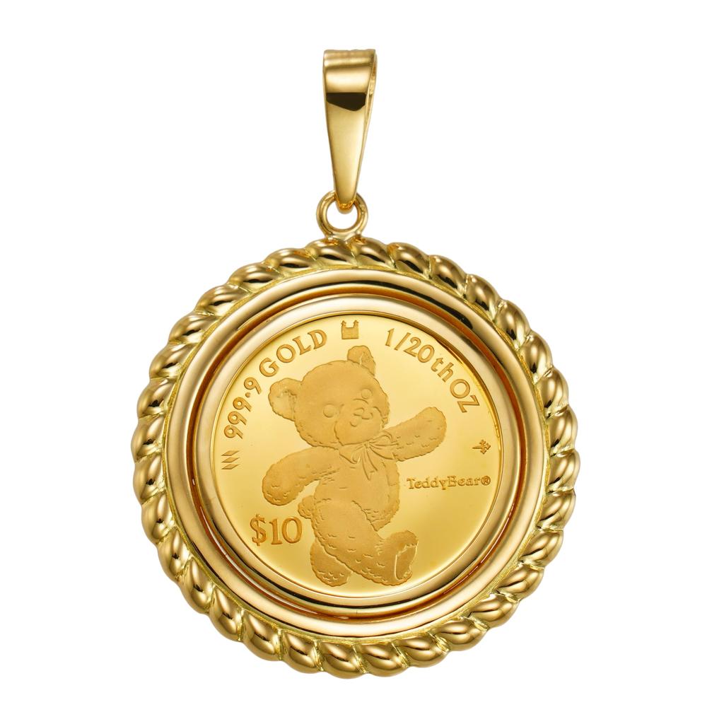 Подвеска-монета из чистого золота K24 Топ Мишка K18 Дизайн Рамка Гравировка [SPERANZA] 1/20 унции №13