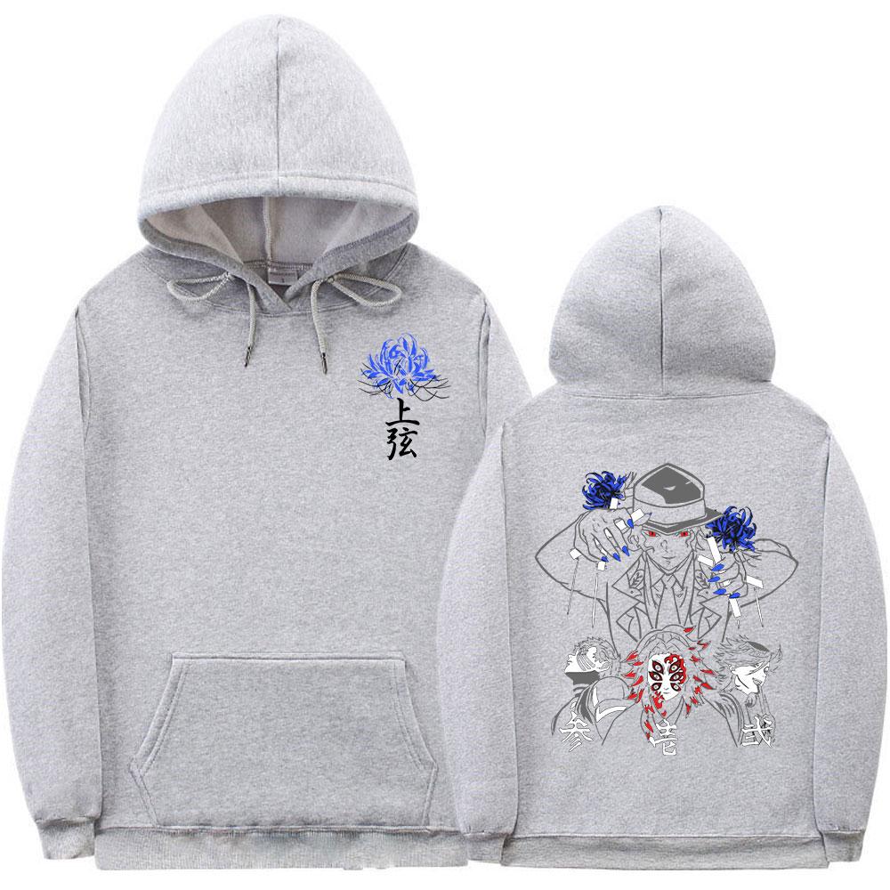 Аниме Demon Slayer Upper Moons Muzan Толстовка с принтом Harajuku Akaza Douma Kokushibo Толстовки с длинными рукавами Модная винтажная толстовка
