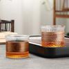150ml Japanese Style Glass Coffee Mug Walnut Wood Cup Sleeve Glass Cup Hammer Pattern Glass Tea Cup Coffeeware Cute Tea Mugs