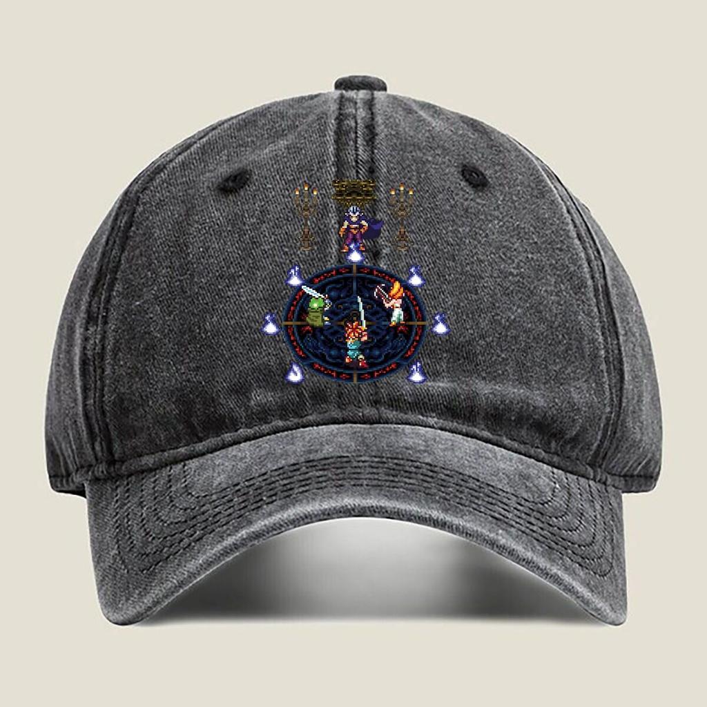 Retro Game Character Battle Fashion Washed Baseball Cap Hat Outdoor Activities