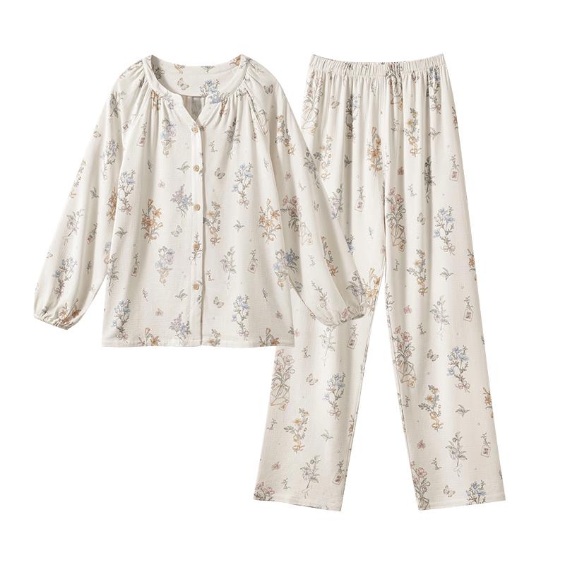 EMXEE Women's Spring/Autumn Long-Sleeve Pajama Loungewear Set