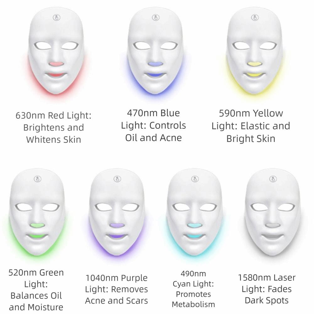 Rechargeable Photon Facial LED Mask 7 Colors Beauty Mask LED Face Mask  Relaxation Treatment