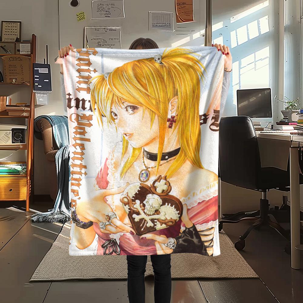 1Pc Misa Cute Print Flannel Blanket, High quality Comfortable for All Seasons, Home Decor, Warmth and Comfort, Perfect for Christmas Gifts 59