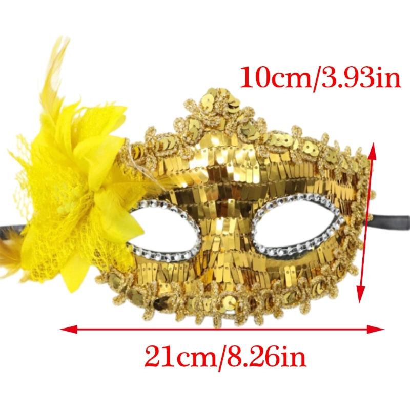 Маска на Хэллоуин, Венецианская маскарадная маска Цветочные блестки Маска для глаз, Маскарадная маска на пол-лица для карнавалов, Балов, Вечеринок