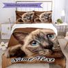 3PC Custom Name Cat Portrait Name Bedding Set Printed  Bedding Set Duvet Cover Closure Includes 1 Duvet Cover & 314 Pillowcases for Bedroom