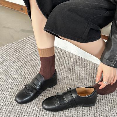 Универсальные 2025 осень новые ретро замшевые модные туфли с бахромой