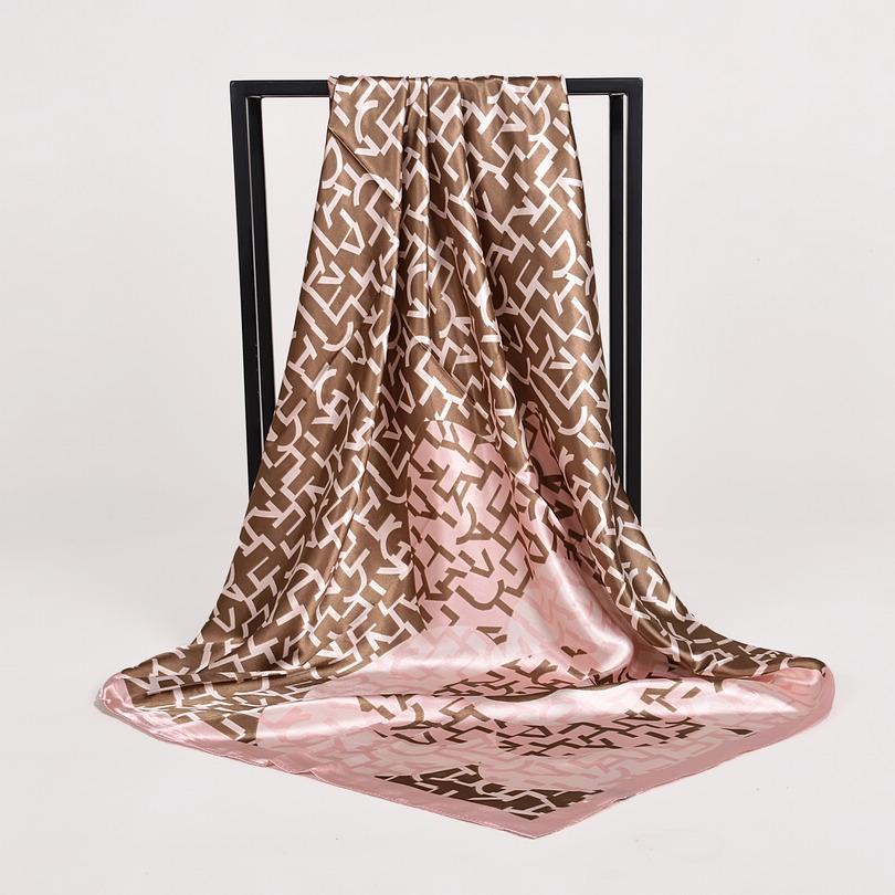 [BYSIFA] Women Rose Silk Scarf Shawl Spring Autumn Large Orange Green Square Scarves Wraps New Design Ladies Head Scarf Cape