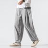 Men Summer Casual Streetwear Cotton Linen Baggy Pants Male Solid Oversized Bloomers Trousers