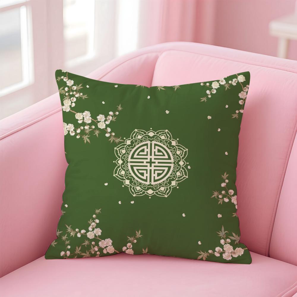 Chinese floral patterns Cushion Cover Pillow Case Soft Friendly Fabric Concealed Zipper