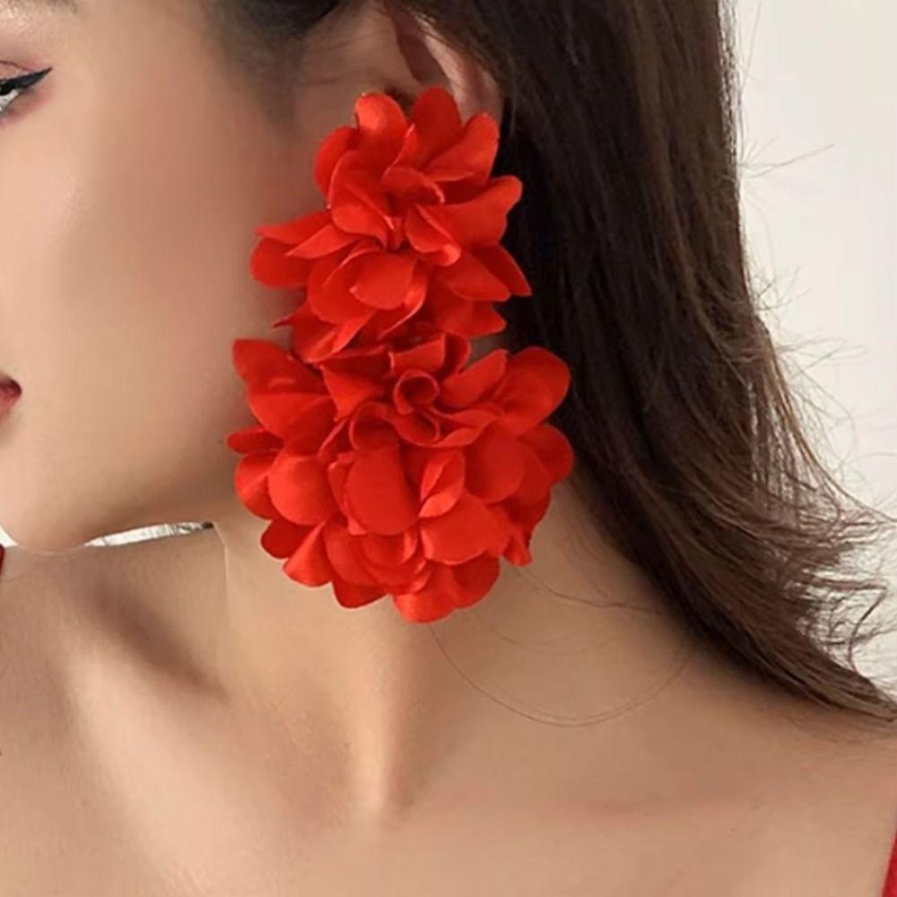 Преувеличенные серьги-гвоздики в виде цветка, винтажные богемные висячие серьги, ретро серьги с большим цветком, пляжные