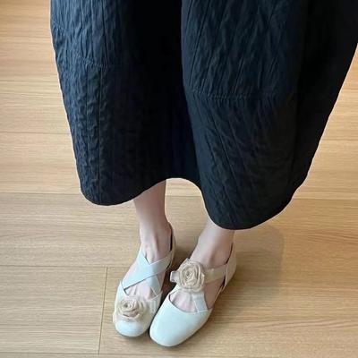 Версия из овчины~ Туфли Мэри Джейн с круглым носком и розой, женственные, с милым характером, универсальные, повседневные, с мелким вырезом, на плоской подошве
