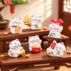 6pcs Chinese Good Luck Cat Cartoon Maneki Neko Ornaments Lucky Cat Model Figurine Luckly Wealth Home Desktop Car Decoration