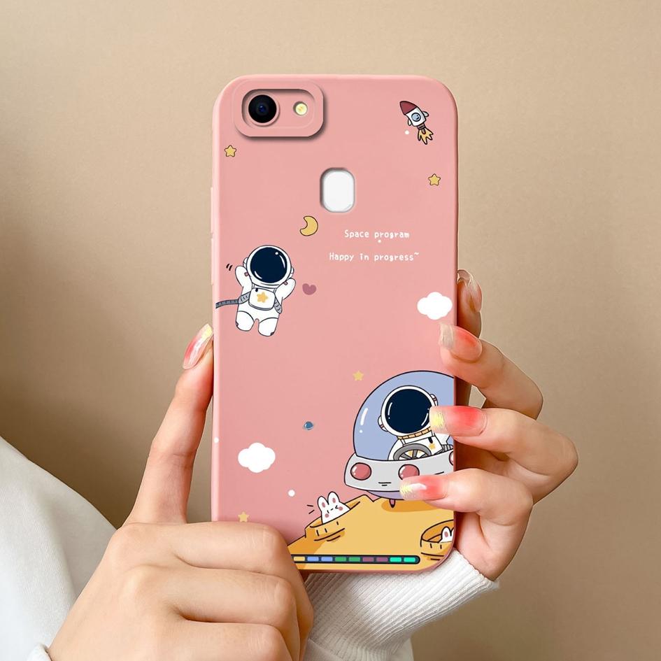 Чехлы для телефонов Oppo F19 F5 F7 F9 F11 F15 F17 F21 Pro Plus с рисунком астронавта из жидкого силикона, противоударные защитные чехлы для Oppo Shell