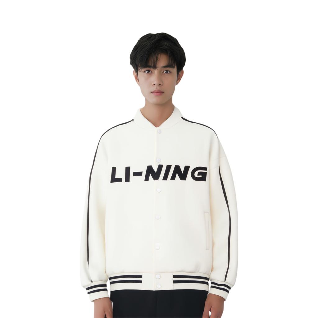 LiNing Sports Lifestyle Series Color Block Logo Letter Вышитый спортивный кардиган с длинным рукавом Бейсбольная куртка Унисекс куртки Off-White AWDU913-1