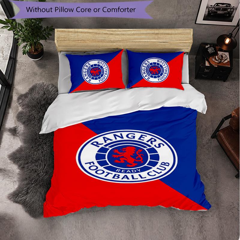 Rangers FC Themed Bedding 3Pcs Duvet Cover Set Decorative Bed Linen For Teen Room Home Decoration