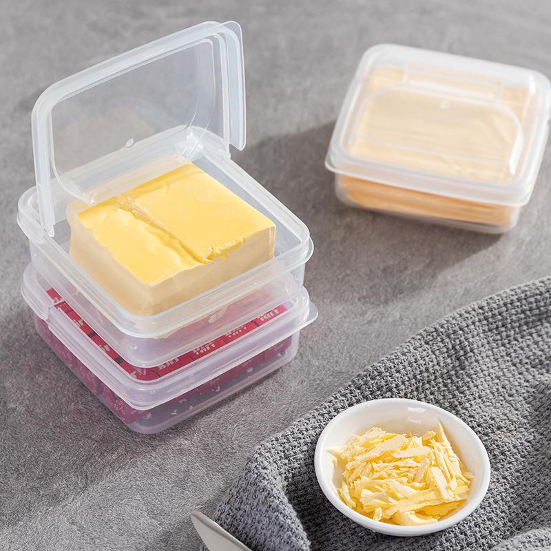 2 Pieces Butter Cheese Storage Box Fresh Keeping Organizer Transparent Fruit Vegetable Storage Box Portable Refrigerator