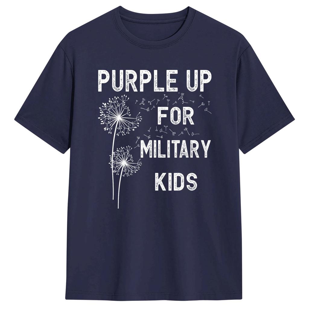 Purple Up For Military Kids TShirt Summer Month Of The Military Child Cotton T Shirts For Unisexs Print Tee Shirt Clothes