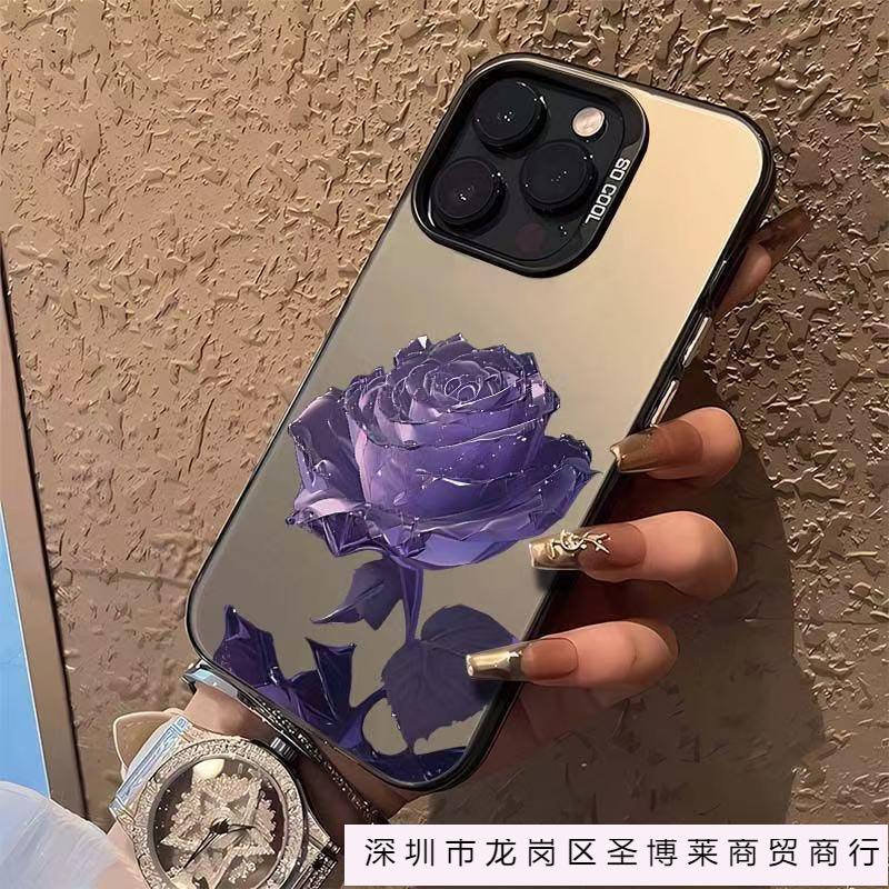 Фиолетовая ледяная роза подходит для чехла на мобильный телефон Apple 16Promax, персонализированный чехол vitality iPhone15/14/13 Европа и Америка 12
