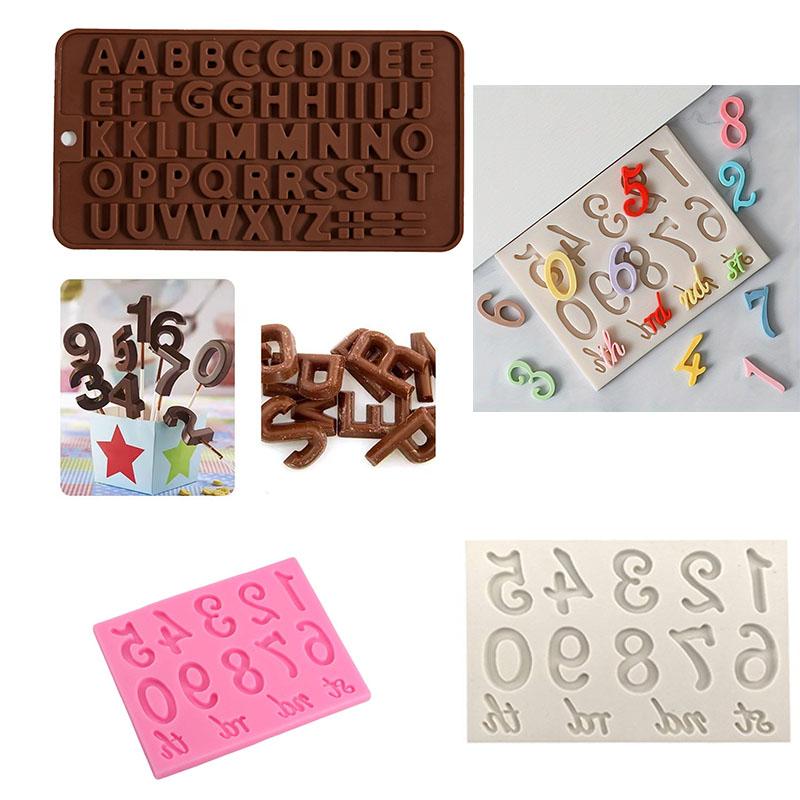 Silicone Alphabet and Number Mold Set for Cake Decorating Chocolate Fondant Candy Letters Numbers Symbols DIY Baking Tools