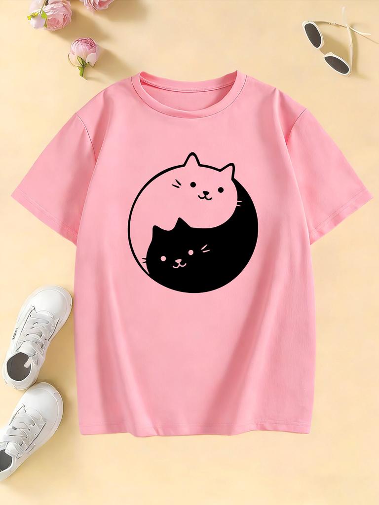 Cartoon Kawaii Cat T Shirts Manga Kids Short Sleeve Childrens Tshirt Boys Girls Summer Spring Casual Top Tee