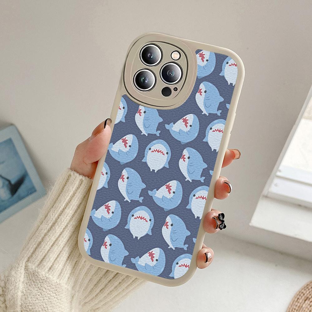 Новый чехол для телефона «Ухмыляющаяся акула» для Iphone 14 13 11 12 Pro MAX 13 12 MiNi 7 8 14 plus X XS XR Чехлы из кожи ягненка с изображением акулы
