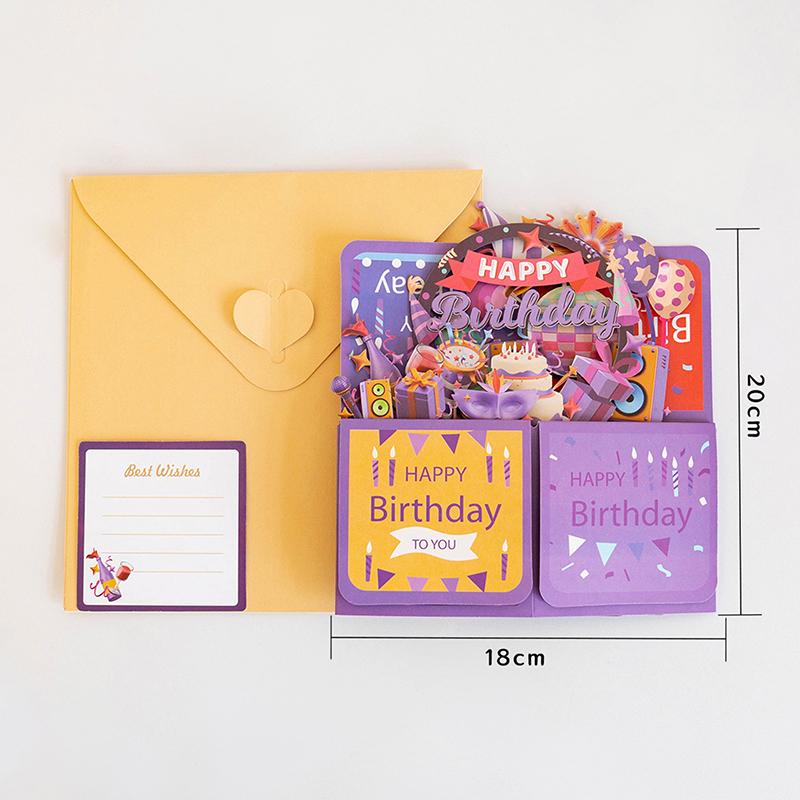 3D Pop Up Happy Birthday Greeting Card Gift Greeting Cards For Birthday With Envelope Blessing Postcard Party Gifts