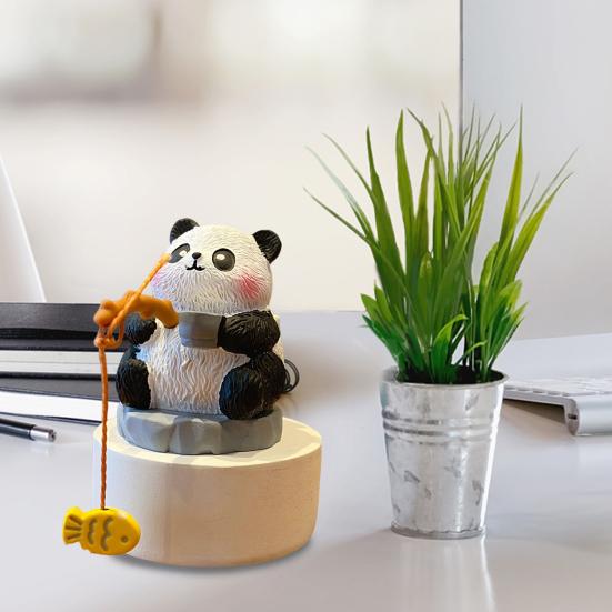 Fishing Animals Figurine Resin Panda Groundhog Capybara Statue Angler Animal Series Ornament