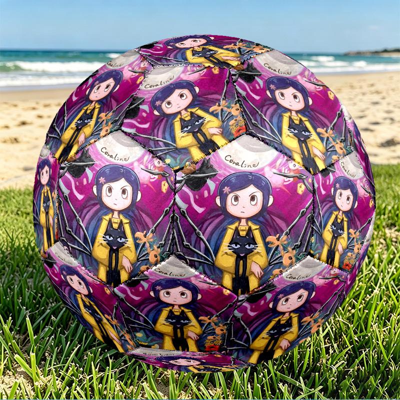 Coraline Print Size 5 Soccer Ball, PU Wear Resistant Football for Match Training and Daily Practice, Birthday Gift for Soccer Fans