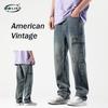 Новые осенние и зимние мужские рабочие брюки American High Street, свободные прямые брюки, универсальные повседневные джинсы Ins Street